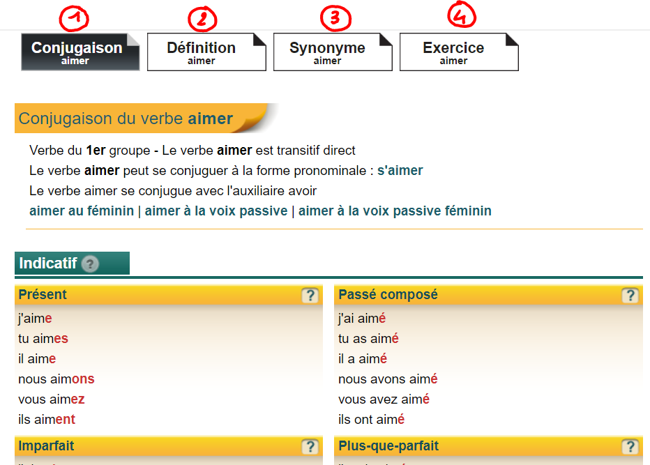 Apprendre le français avec la conjugaison.