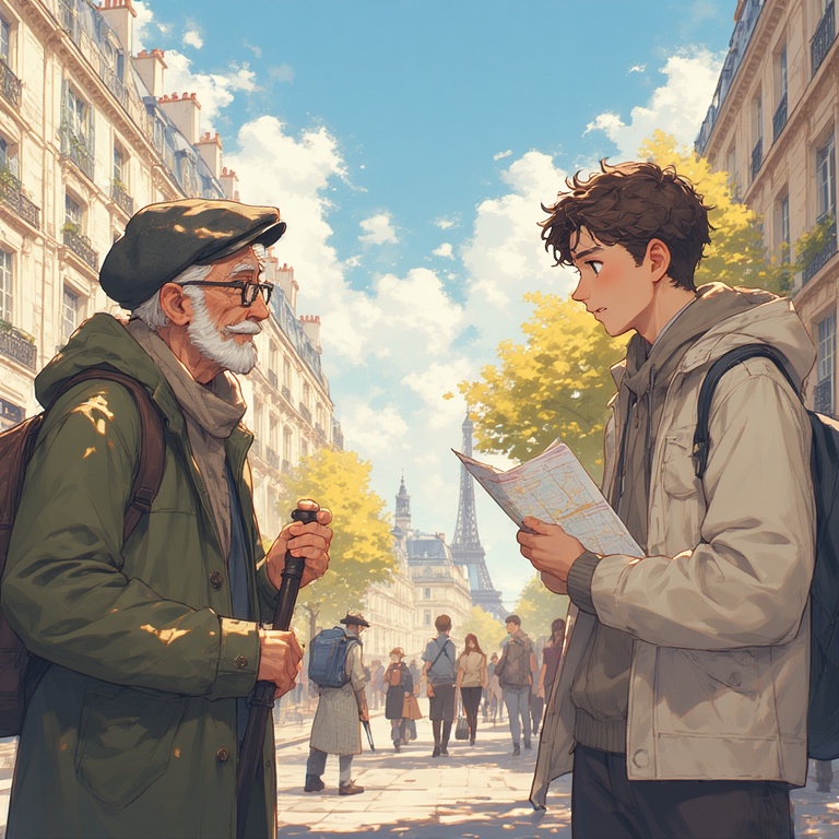 Student asking his way around Paris.