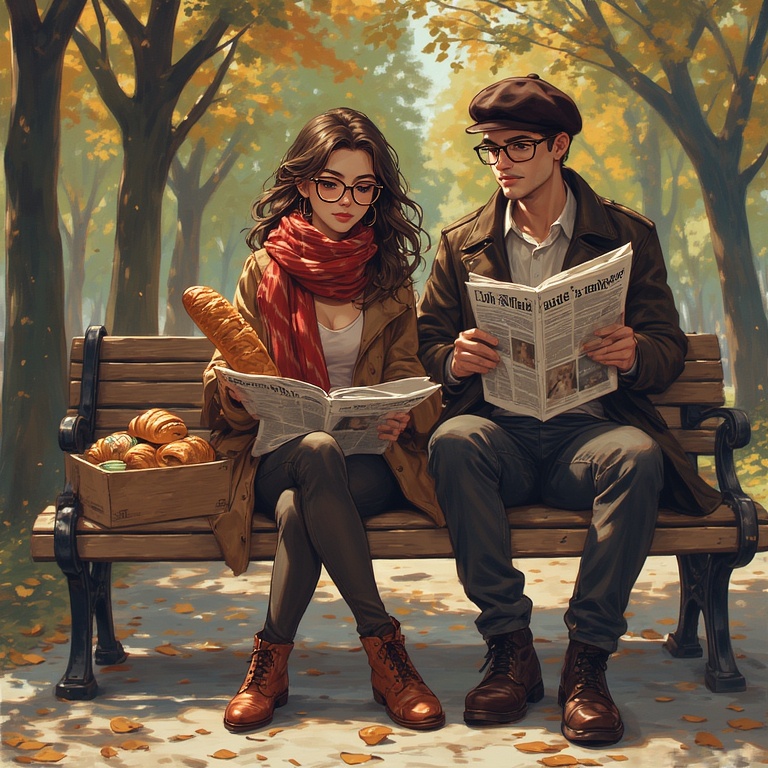 A couple of French people reading the newspapers.